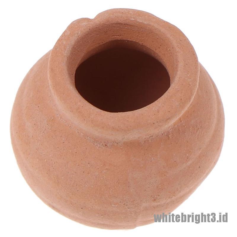 (white3) Miniatur Pot Bunga Keramik Skala 1: 12 Untuk Dekorasi Rumah Boneka