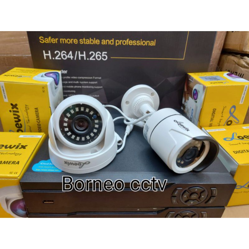 Loewix paket cctv 4ch 2kamera loewik 2mp lengkap siap pasang