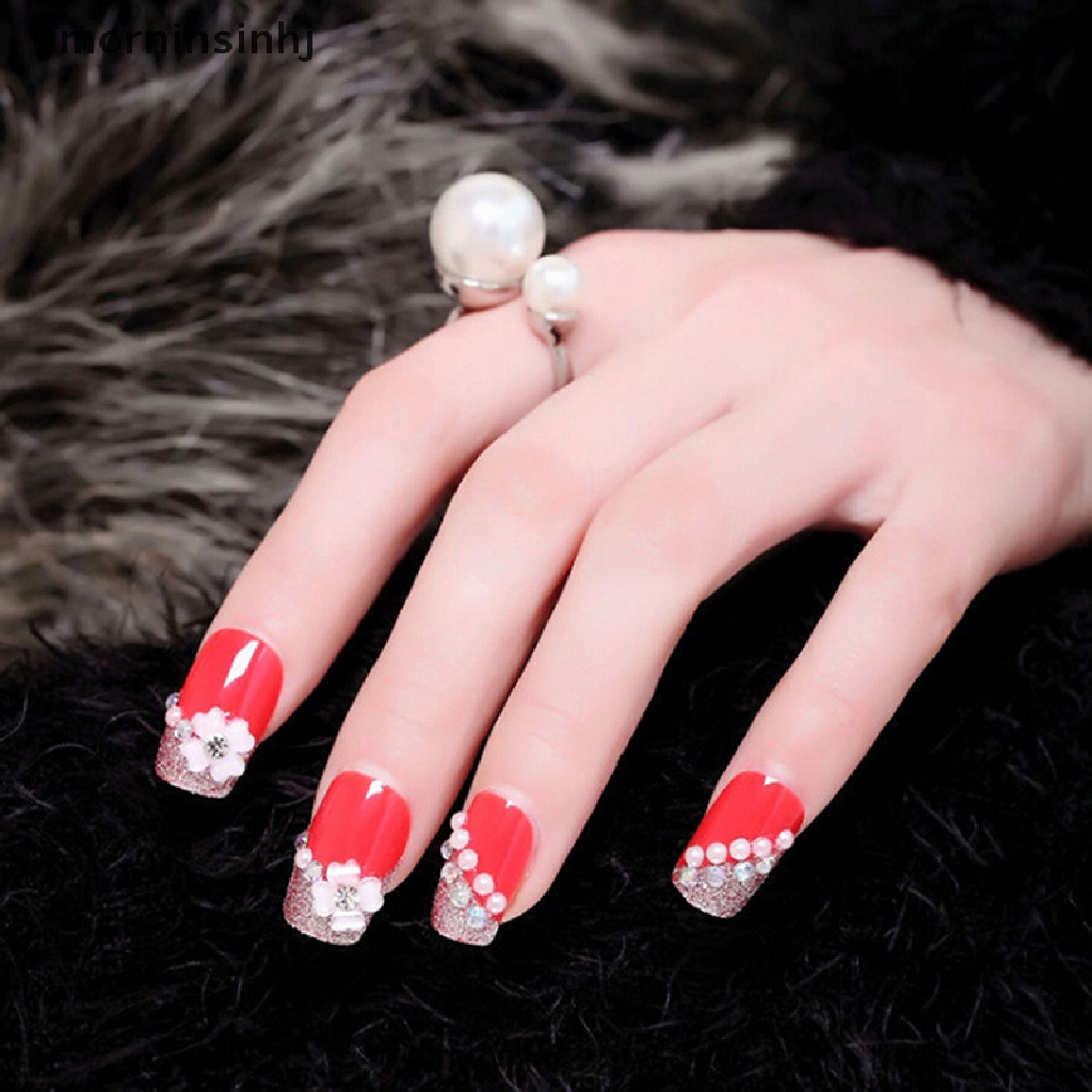 Mornin 24pcs Kuku Palsu Akrilik Uv Gel Untuk Nail Art