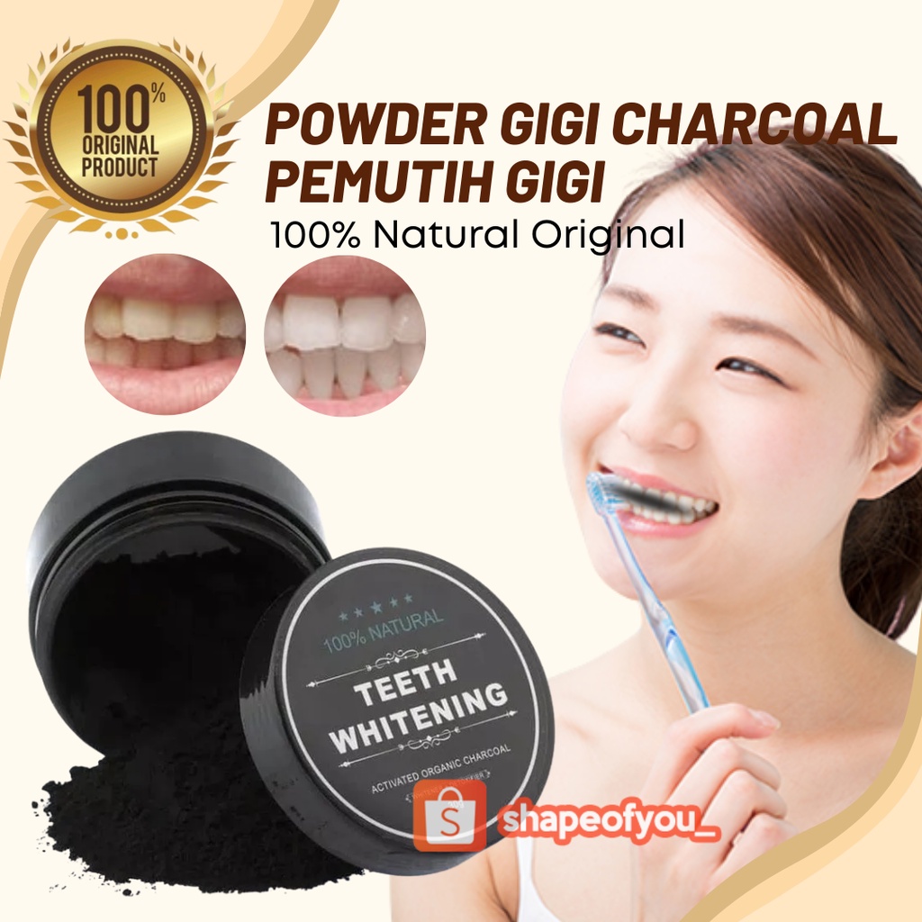 Pemutih Gigi Alami Bubuk Karbon Aktif Halus Activate Charcoal Powder Pembersih Flek Karang Gigi Gusi Teeh Whitening Charcoal 100% NATURAL