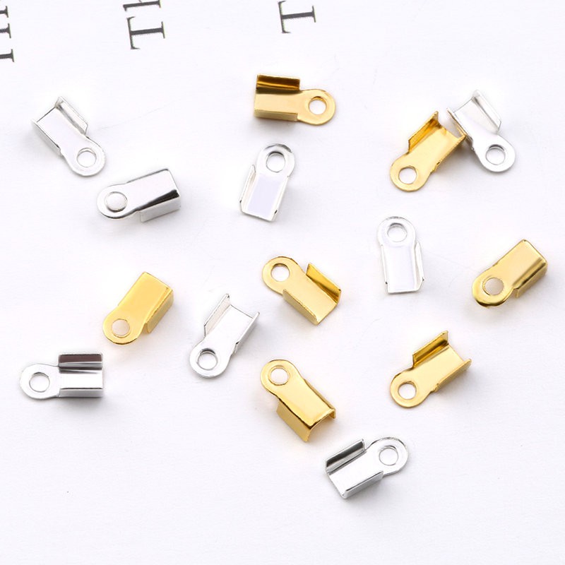 500 pcs 6 * 3mm Cord Crimp End Beads Buckle Tips Genggam kait kabel jepit