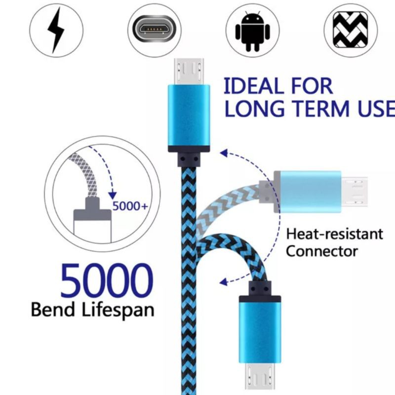 Kabel Data dan Charger 2.1 A Fastcharging Metalik Mikro USB Quick Charge Kabel Casan