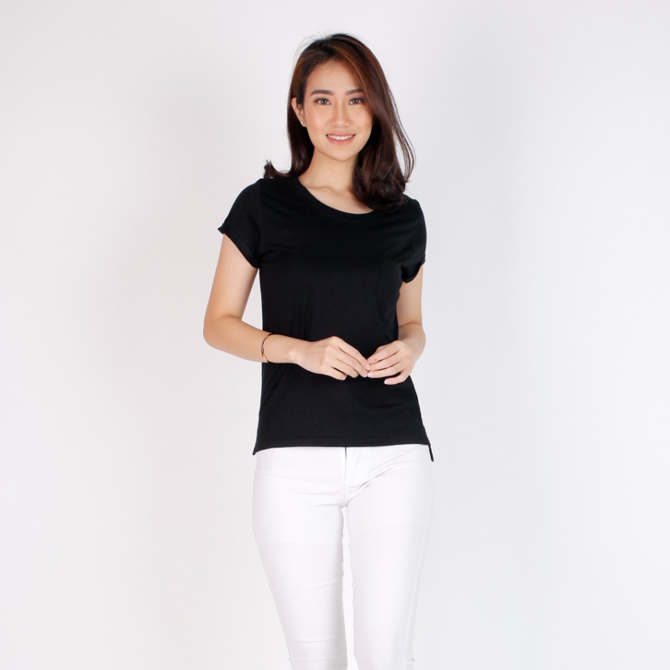 KAOS POLOS WANITA ROUND NECK BASIC CEWEK PAKAIAN POLOS MURAH SPANDEK T-SHIRT LENGAN PENDEK ABG