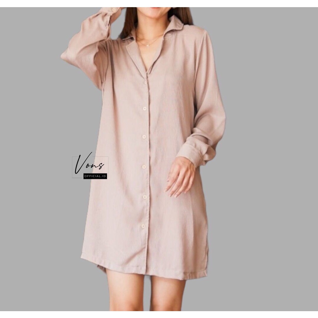 Outer Kemeja Dress Cewek Terusan Panjang Wanita