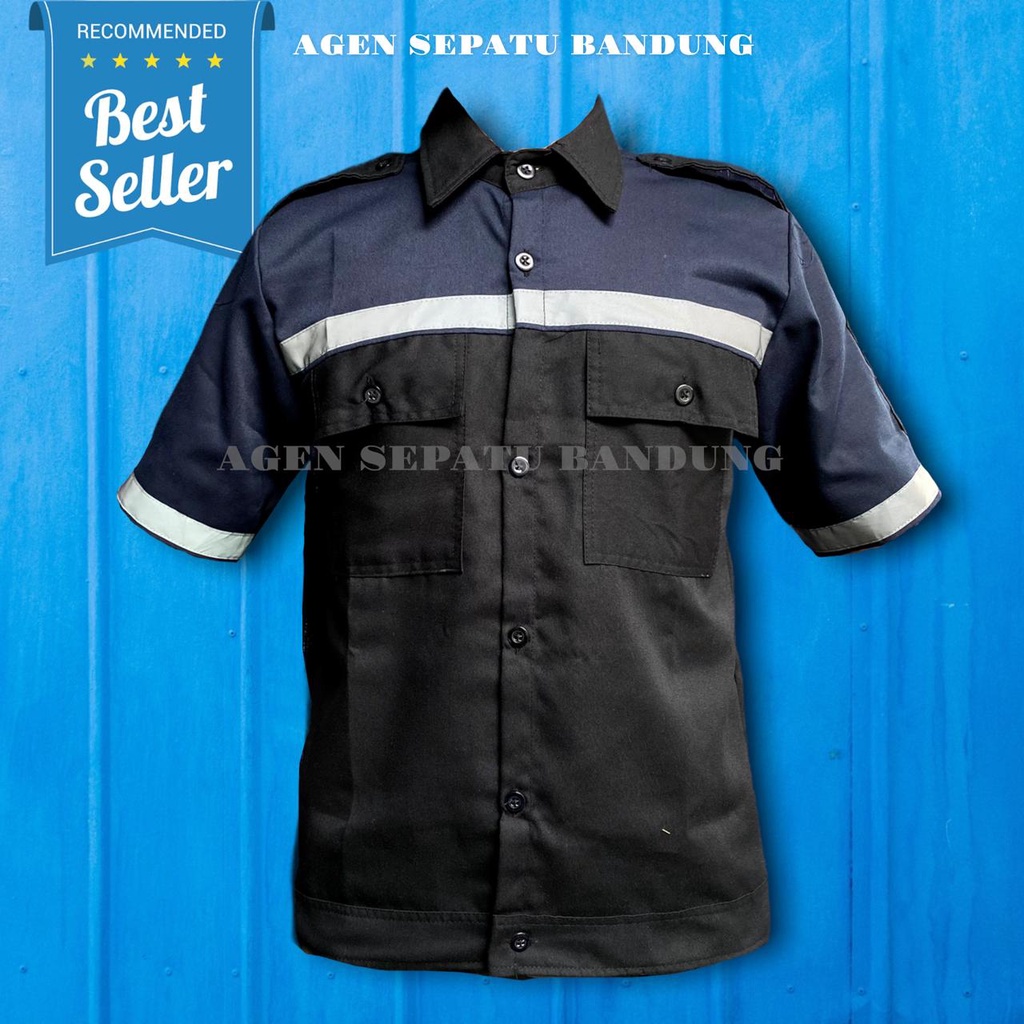 Baju Safety Pendek Kombinasi / Seragam Kerja / Kemeja Proyek Atasan Lengan Pendek / Atasan Kerja Pendek Wearpack Logo