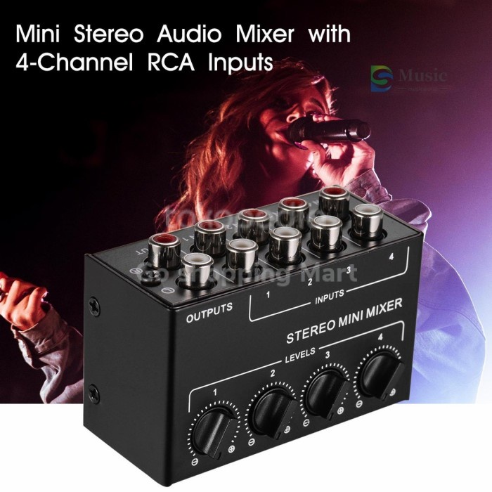 Produk Terbaru (Cod) Mixer Audio Stereo Mini Dengan Input Rca 4 Channel Bahan Metal