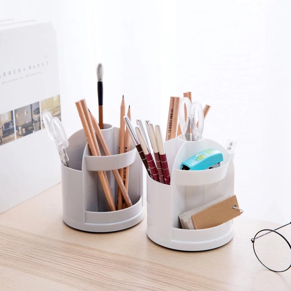 [Elegan] Desk Pen Organizer Aksesoris Kantor Desktop Storage Desktop Candy Pencil Case Tempat Pulpen Plastik