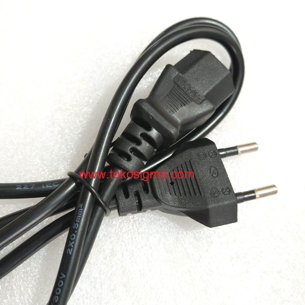 Kabel Power Cord Adaptor EU 2 kaki Gepeng to C13 2x0.5mm max 250V 3A