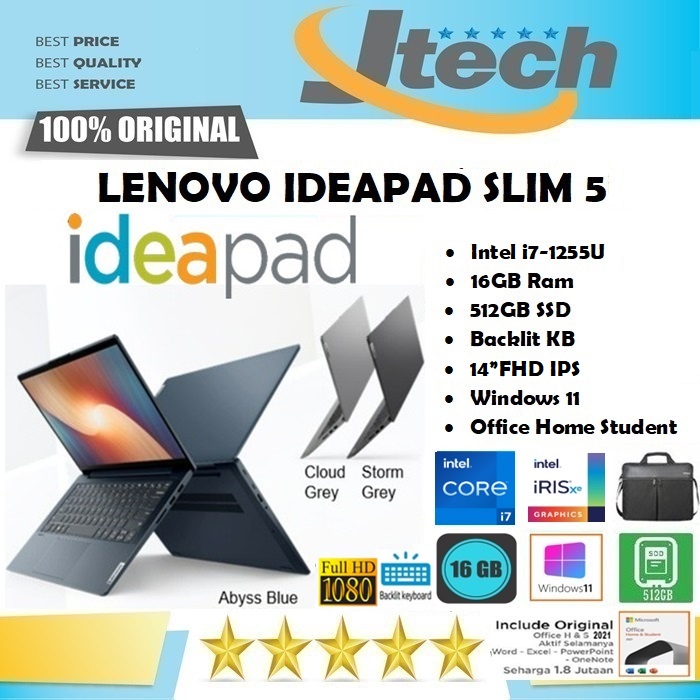 Lenovo Ideapad Slim 5i - i7-13620H - 16GB - 512GB SSD - Backlit KB - 14&quot;WUXGA IPS - Win11 - OHS