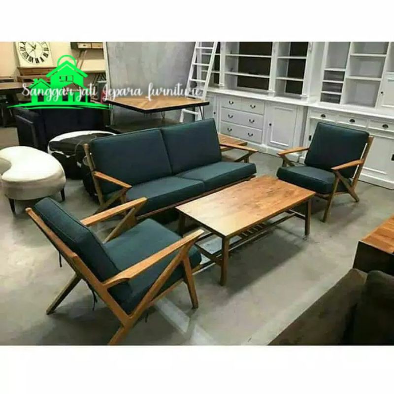 kursi tamu retro scandinavian jati,mebel jepara