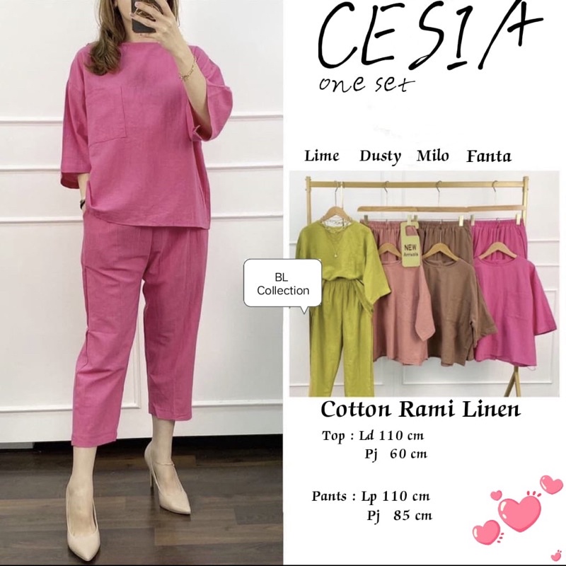 COZIE ONE set setelan wanita TERBARU , ( top + pants ) one set KATUN Linen premium   CESIA one set produk TERLAKU TERLARIS kekian  one set murah termurah