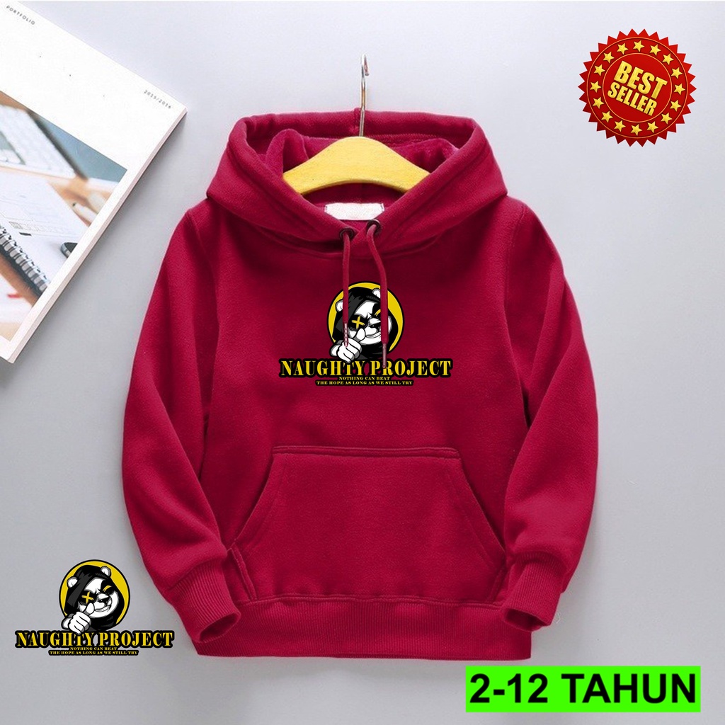 Switer Anak Laki Laki dan Cewek Usia 2 - 12 Tahun Hoodie NAUGHTY PROJECK Terbaru Bisa COD