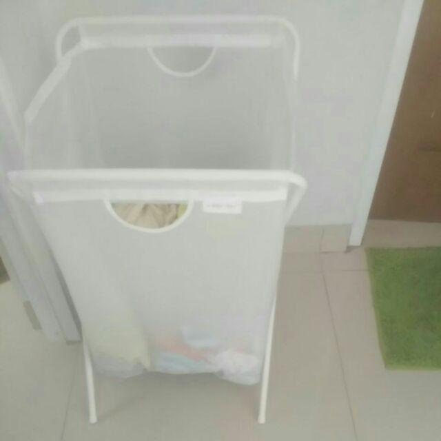 Laundry Bag With Stand, Putih, Keranjang Cucian, Tempat Baju Kotor 70 L