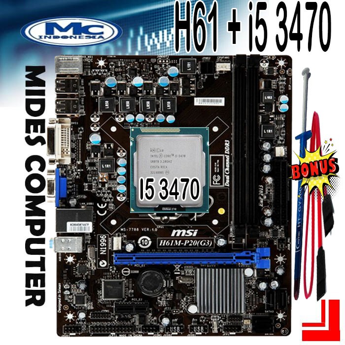 Mobo H61 MSI LGA 1155 + i5 3470