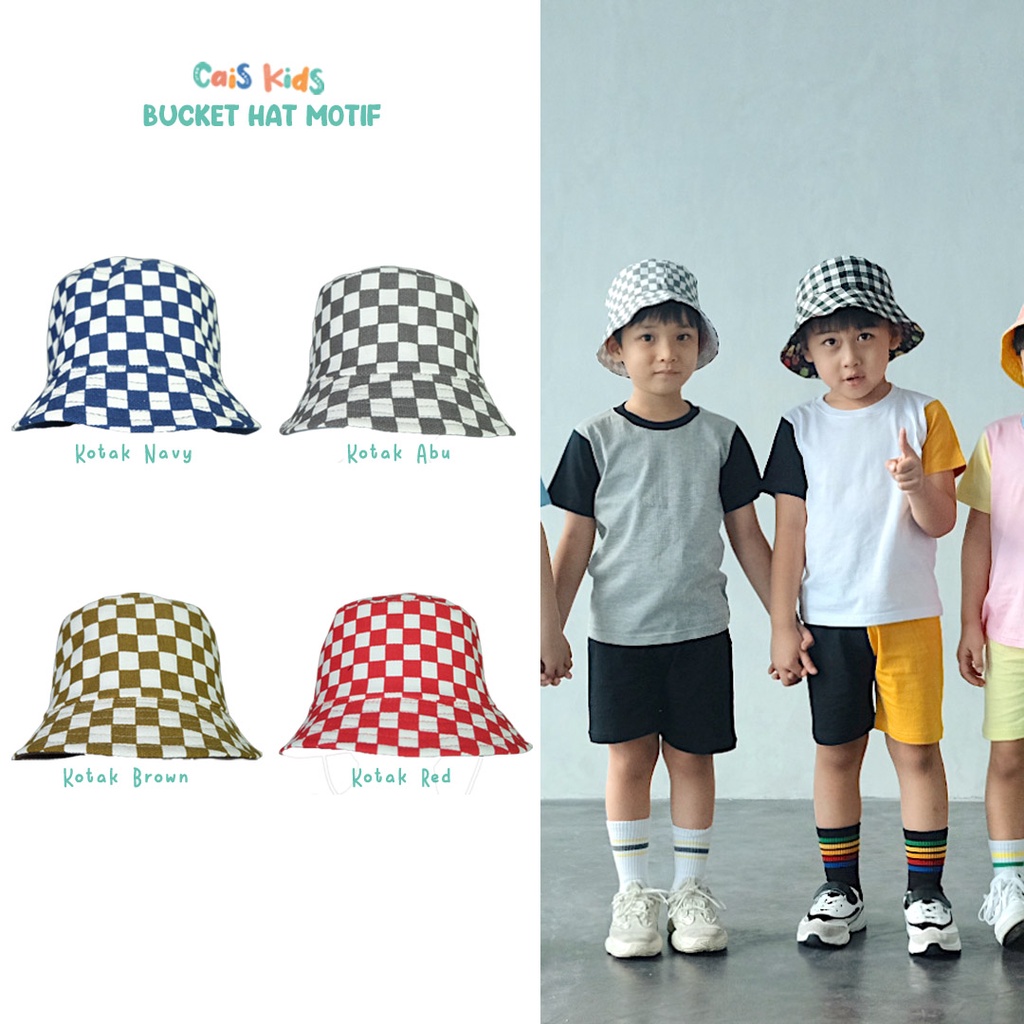 Bucket Hat / Topi Anak Polos dan motif full print pantai 1 2 3 4 5 Tahun