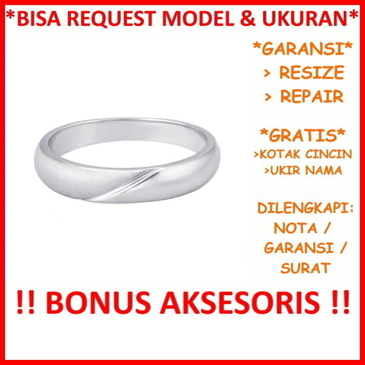 Gratis Tulis Ukir Nama Bisa Pesan Model Garansi Silver Asli Cincin Kawin Perak Nikah Tunangan Id440