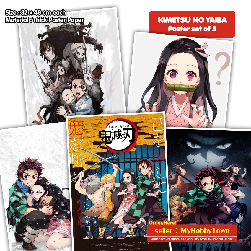 Poster Anime Demon Slayer Kimetsu no Yaiba Set Of 5