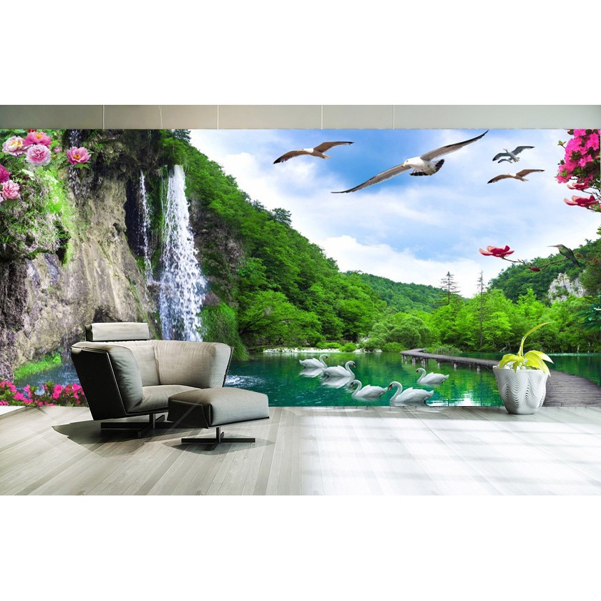 Wallpaper Custom 3D Dinding Pemandangan Alam Sticker WallMural Pantai Walpaper Dekorasi