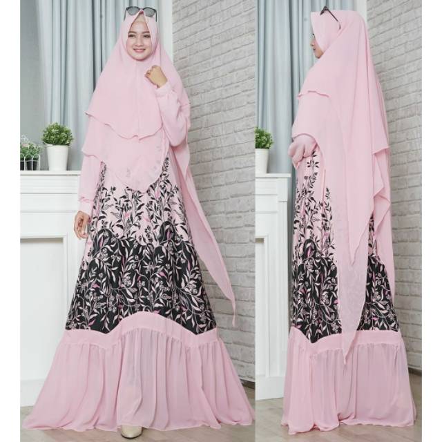 Gamis Syari set khimar sofie RHS termurah terlaris 2018