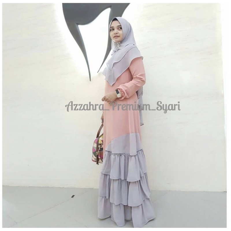 Preloved dress only azzahra premium pink grey