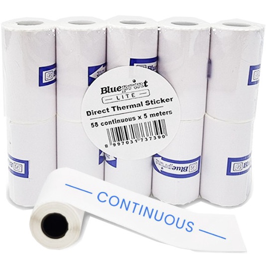 

Label Direct Thermal Continous 58 x 5 Meter 10 pcs