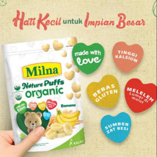 Milna Nature Puff Organic 15 Gr 8m+ / Milna Nature Delight / Milna Biskuit / Milna Rice Cracker