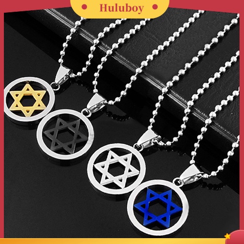 Hu Hu Hu Hu Hu Alat Bantu Pasang Kacamata♡ Kalung Liontin Bintang David Jewish Bahan Stainless Steel Untuk Unisex