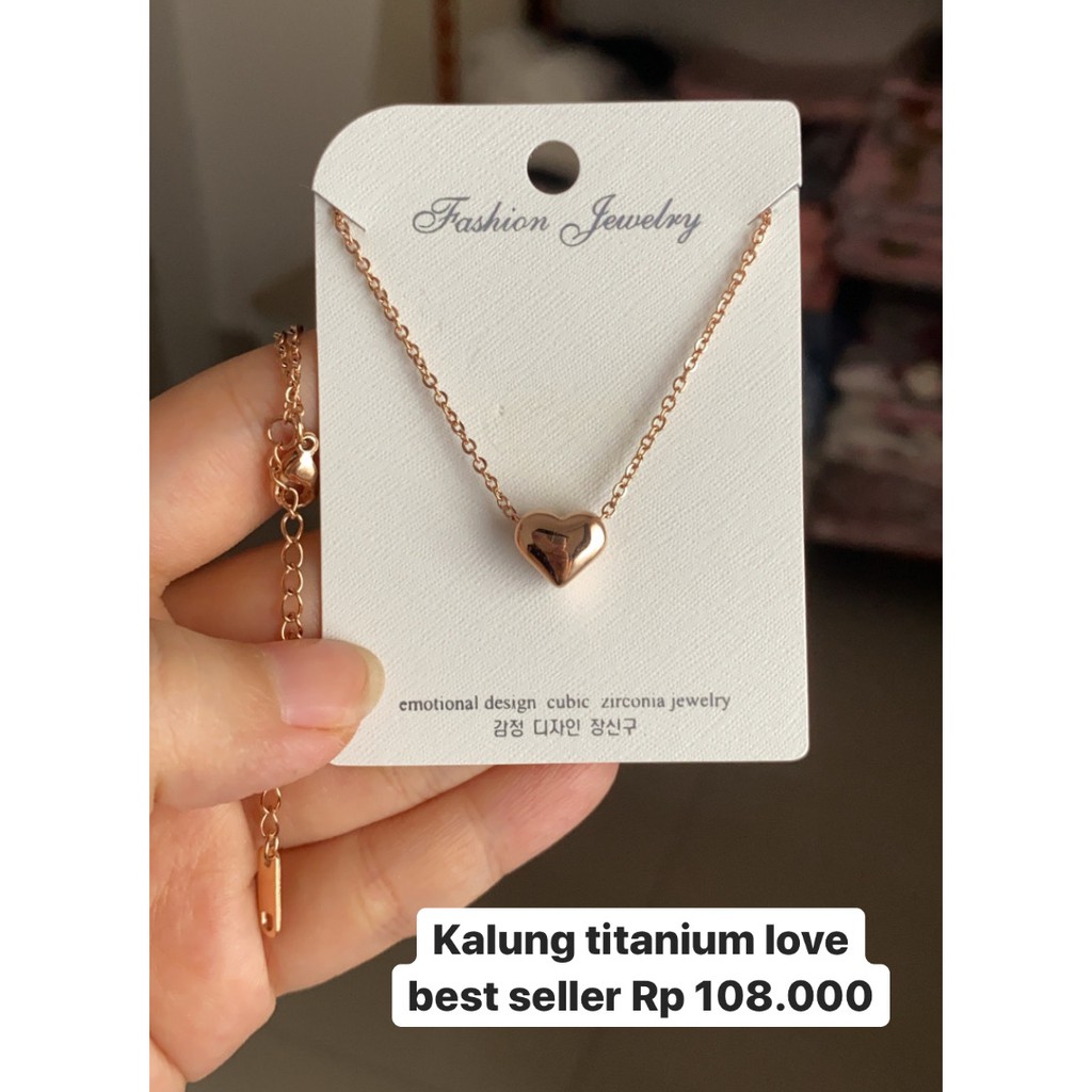 [New] Kalung fashion aksesoris titanium mini korea hadiah wanita cewek love anti karat KK034