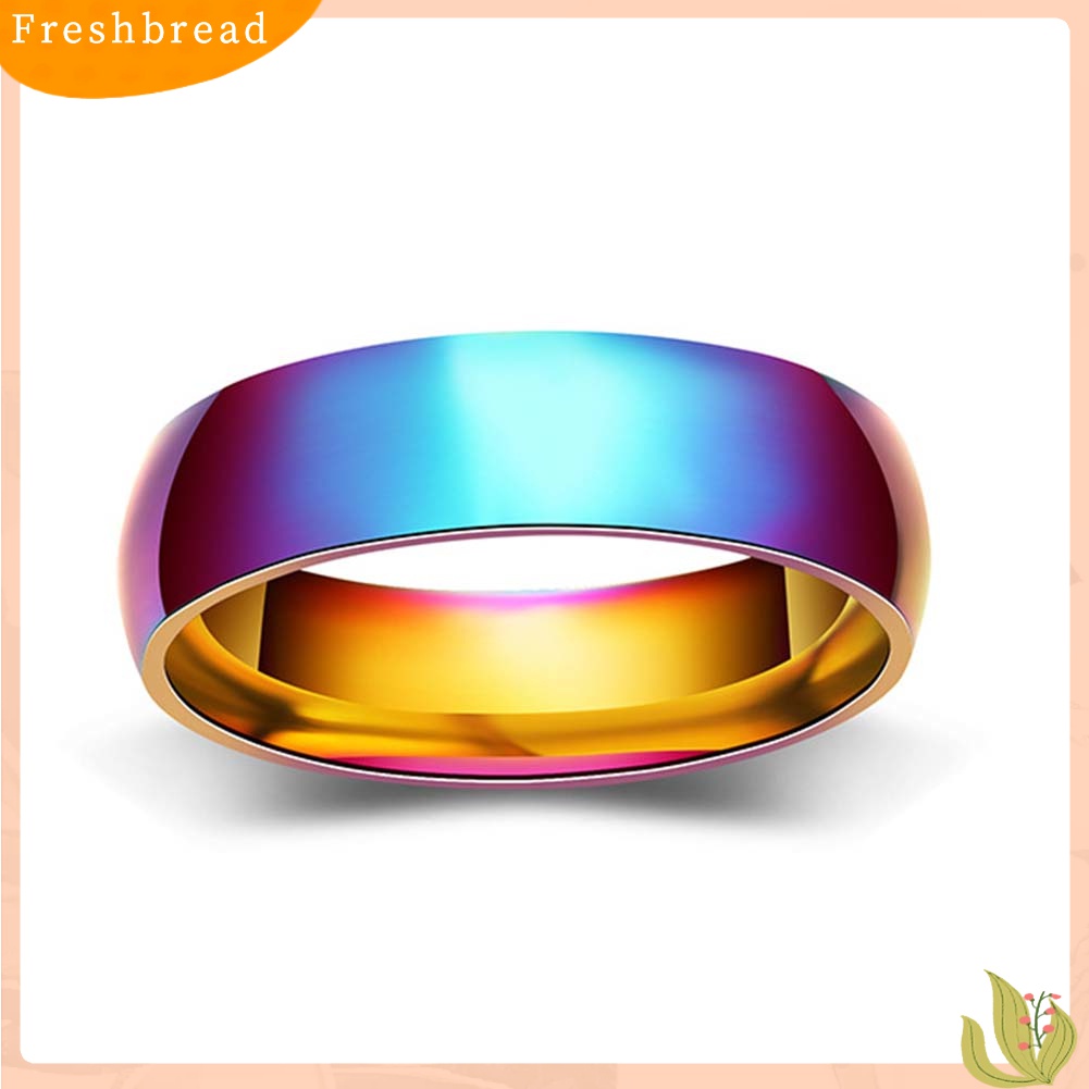 [TERLARIS]Fashion Rainbow Dome Stainless Steel Finger Ring Couple Wedding Jewelry Gift