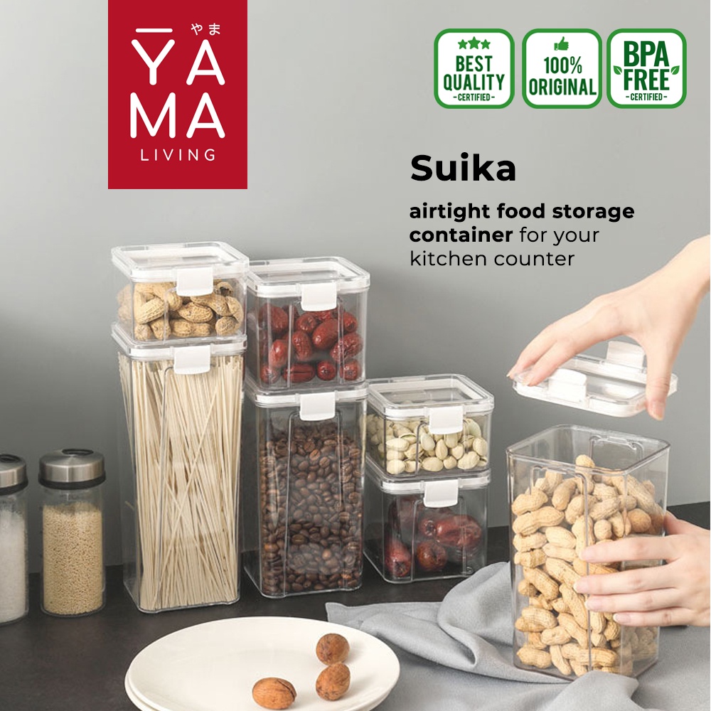 YAMA SUIKA Food Storage Jar Kotak Toples Kedap Udara Penyimpanan Makanan Serbaguna Putih