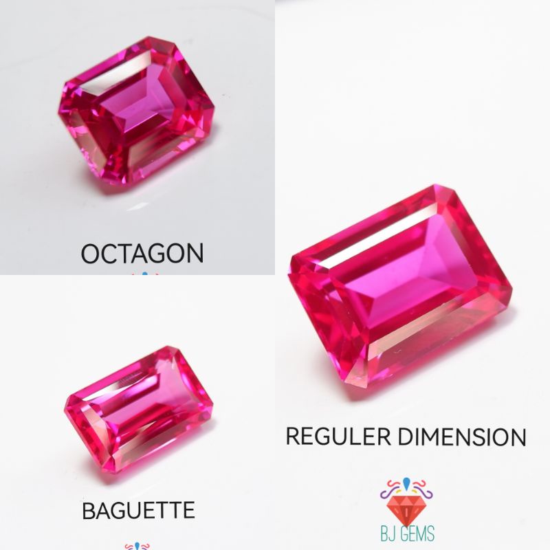 KING Ruby Pink Rose 14MM- 18MM High quality 9 Mohs Emerald Cut