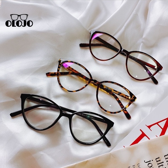 COD Kacamata Korea Wanita Kacamata Anti Radiasi Retro Wanita Fashion Cat Eye Eyeglasses Versatile Optical Glasses ol2