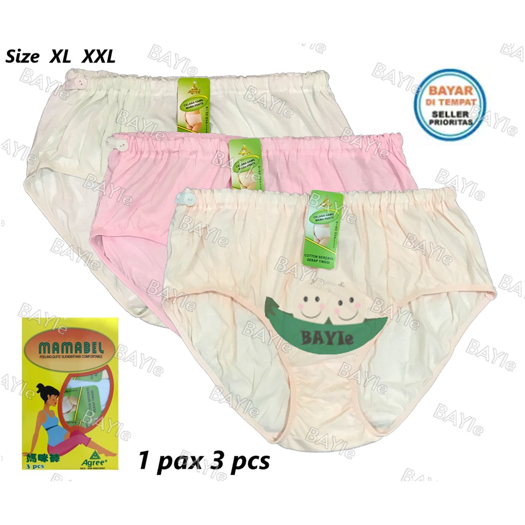 BAYIe - 3 Pcs Celana Dalam / CD Hamil MAMABEL H514/Maternity Pant/CD Ibu Hamil Size XL, XXL