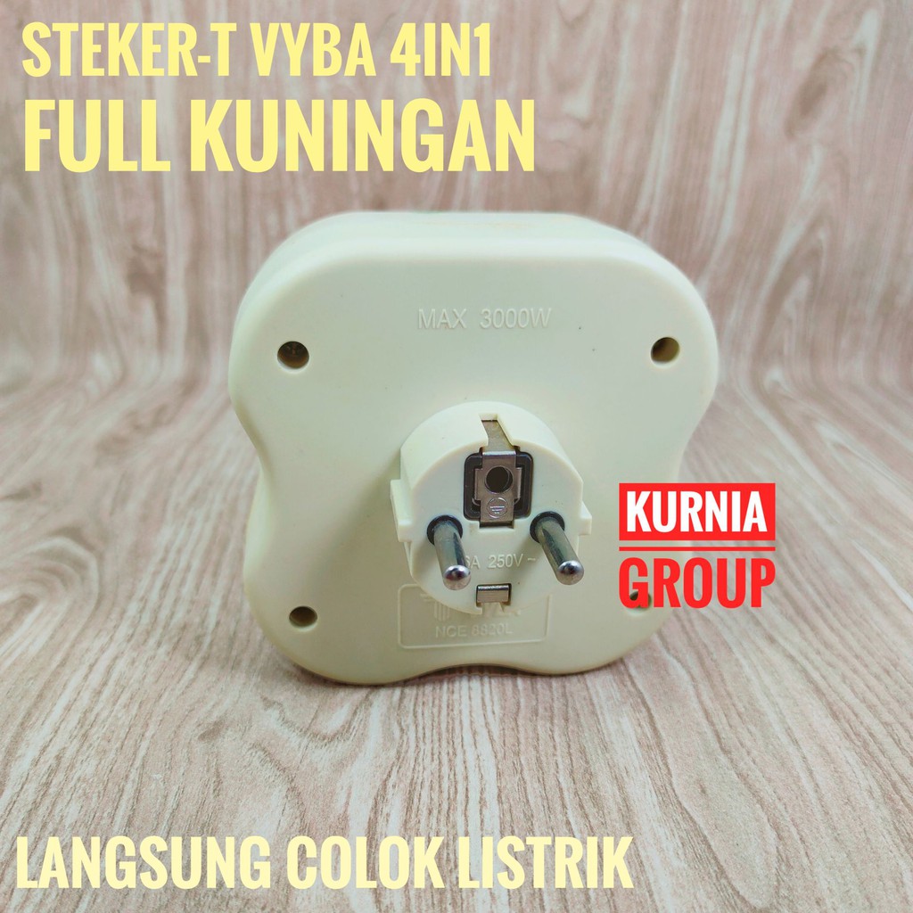 TOP STEKER T 4 in 1 VYBA STOP KONTAK 4-1 ARDE BAHAN KUNINGAN STEKER T MULTI SOCKET CABANG 4 MANTAPPP