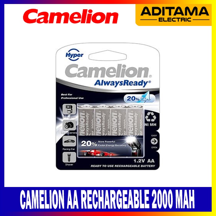 CAMELION BATERAI AA RECHARGEABLE 2000 MAh 1.2V ISI 4 PCS FREE CASE