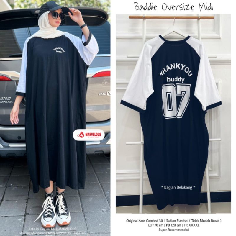 BADDIE OVERSIZE MIDI BY MARVELOUS / MIDI KATUN MUSLIMAH / Baju wanita dress katun