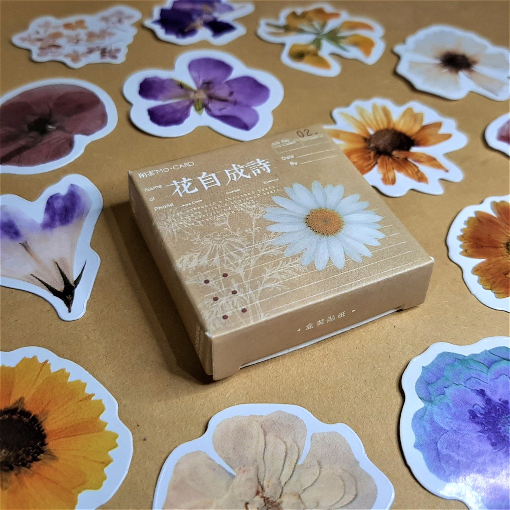 

46pcs Stiker Desain Lucu Tema Bunga untuk Jurnal / Scrapbook / Diary
