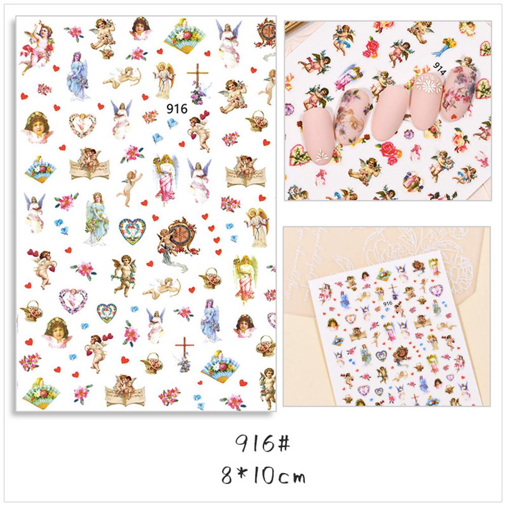 Mxbeauty Angel Stiker Kuku 3D DIY Heaven Back Lem Cupid Mary Nail Art Dekorasi