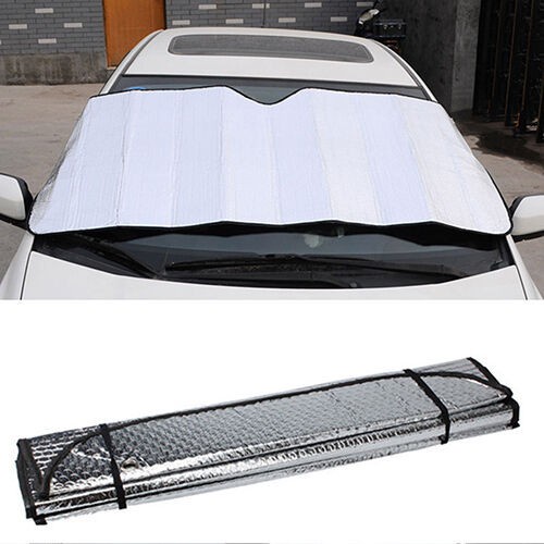 Cover Pelindung Kaca Depan Belakang Mobil Bahan Aluminum Foil Warna Silver