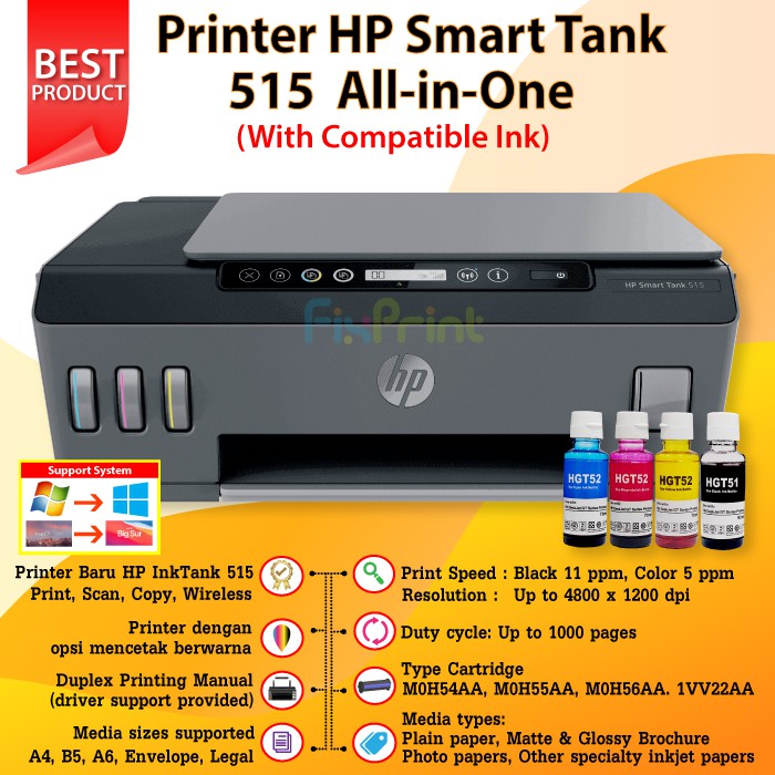 Printer HP Smart Tank 515 Wireless All-in-One (Print - Scan - Copy)