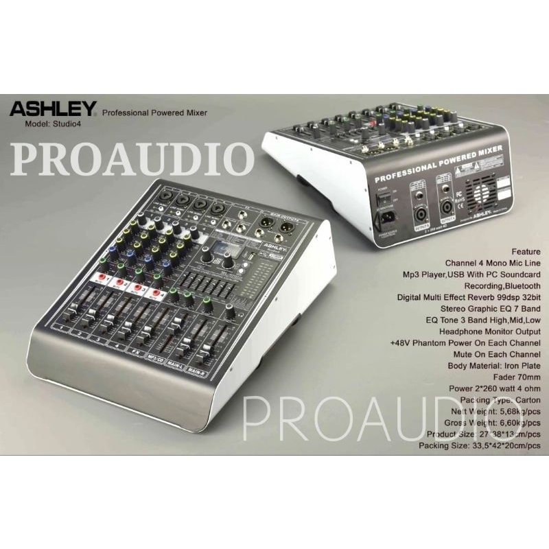 POWER MIXER ASHLEY STUDIO 4 STUDIO4 4 CHANNEL ASHLEY ORIGINAL