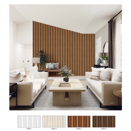 Wallpaper Dinding Motif Garis Salur Kayu Modern Coklat Abu