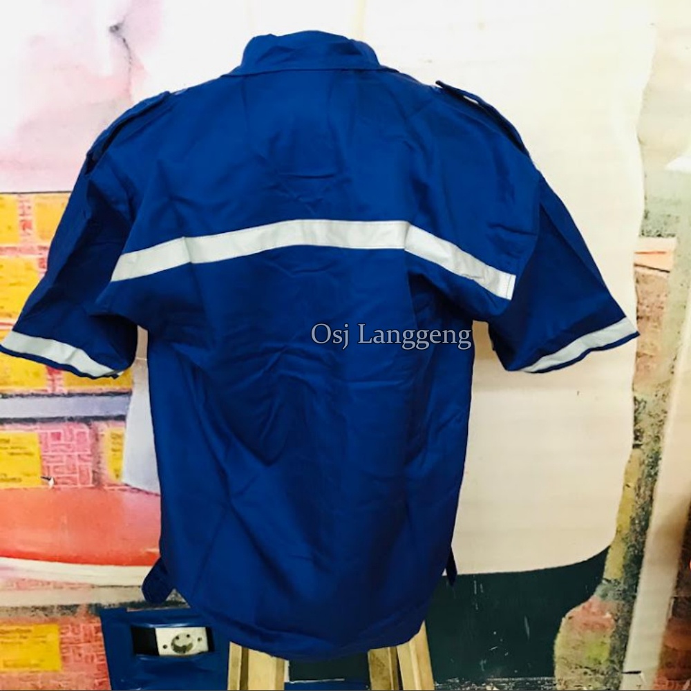 Baju Atasan Lengan Pendek Biru Bca / Baju Safety Atasan Biru Bca