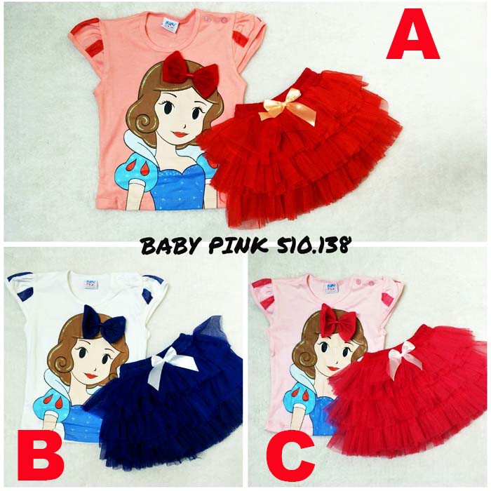 Baju Bayi Perempuan Setelan Rok Bayi Cantik Princess SnowWhite