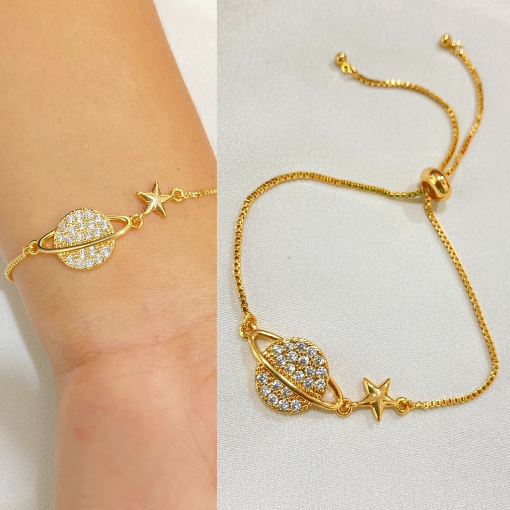 Gelang Wanita Serut Anti Karat Vintage Perhiasan Titanium Asli Berlapis Emas KTA02-6