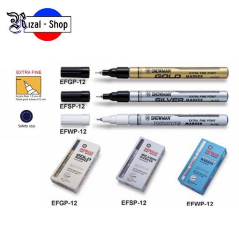 

Spidol Paint Marker Permanen Extra Fine Snowman White Silver Gold
