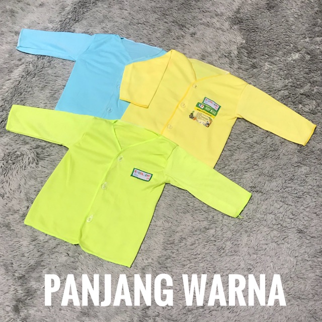 (ISI 3) Baju Bayi Lengan Panjang Kancing Depan Motif Dan Polos