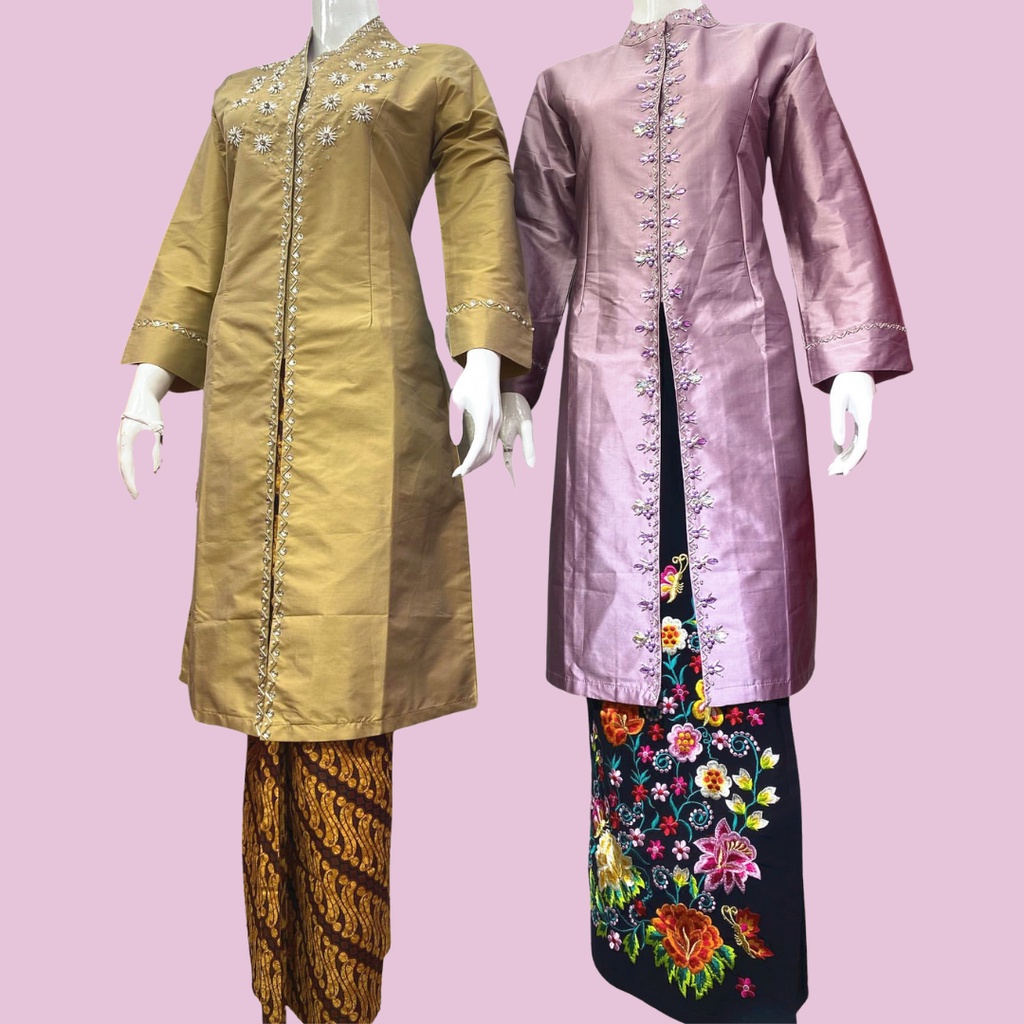 NULI SET - KEBAYA LAMARAN ELEGAN MEWAH DRESS IDUL FITRI LACE BRUKAT KONDANGAN BRUKAT BATIK PREMIUM M