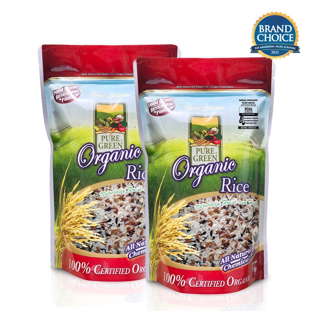 

PAKET 2 - PureGreen Organic Rice Beras Organik Multi Ethnic 1 kg x 2 pc