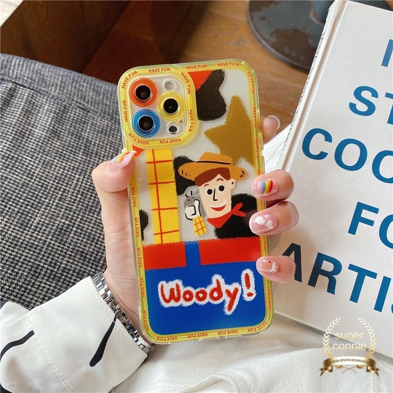 Cartoon Toy Story Phone Case for iPhone 11 12 Pro Max XR X XS MAX iPhone 6 6s 7 8 Plus SE 2020 Cute Wooddy Buzz Lightyear Alien Camera Protector Case Transparent TPU Soft Back Cover